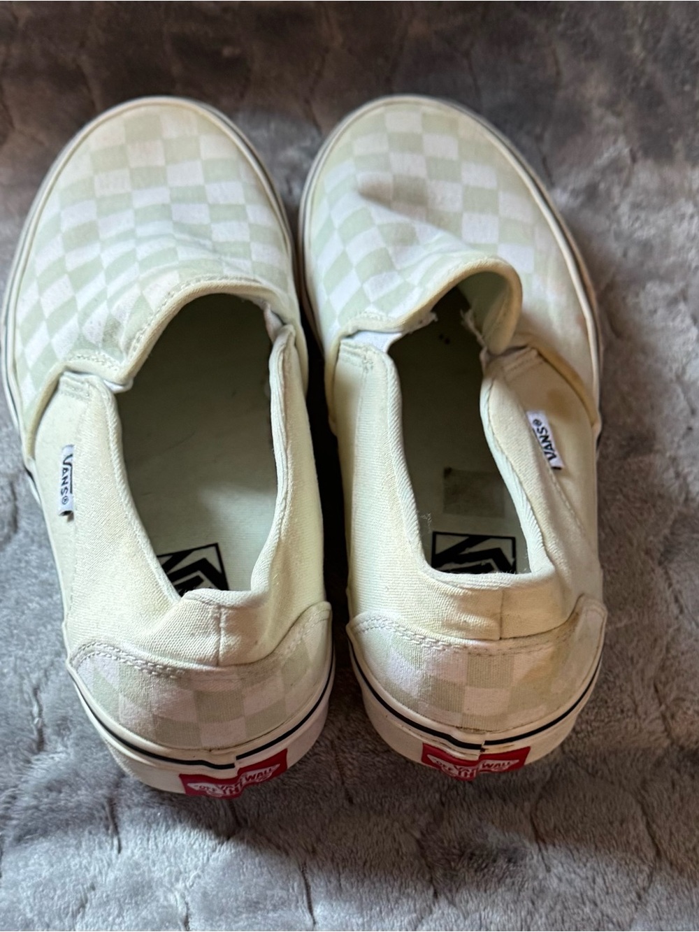 Vans Classic Slip-On Checkerboard Pastel Green Canvas Sneakers Women’s Size 8.5 - Picture 7 of 7